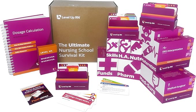 Ultimate Nursing School Survival Kit – Over 1900 Flash Cards by LevelUpRN