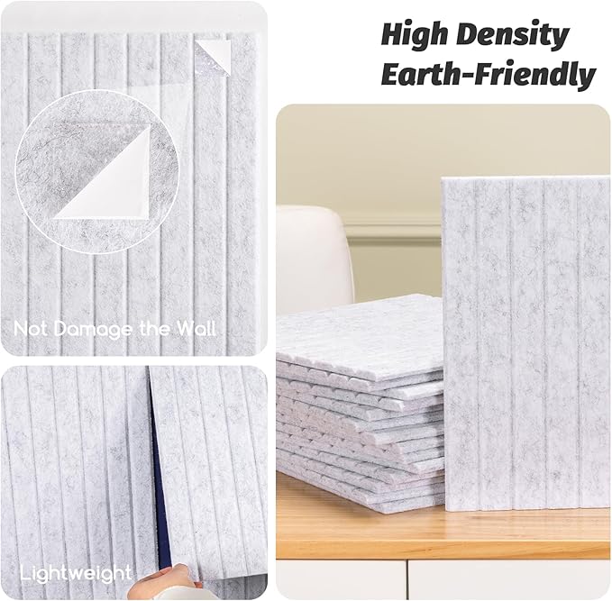 Large Cork Board Alternative, 15 Pack Felt Board with Safe Removable Adhesive Tabs Felt Wall Tiles, Large Cork Boards for Walls, Cork Board for Home Office, Pin Boards for Walls, Stripe Marble White-DeskLoop Office