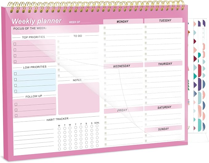 Weekly To Do List Notepad, 8.5''x11'' Weekly Desk Planners by Thboxes