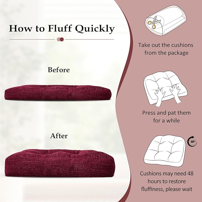 downluxe Chair Cushions for Dining Chairs 2 Pack, Tufted Indoor Chair Pads - Image 6