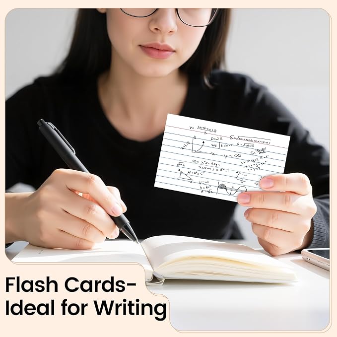 Index Cards 3x5 Inch, Flash Cards, Ruled Lined White Note Cards Paper - Image 7