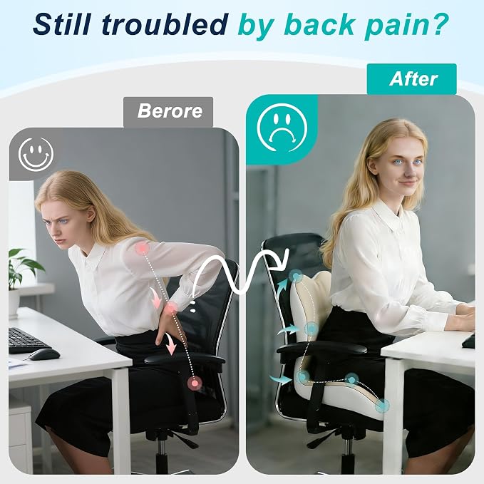 Seat Cushion for Office Chair and Car, Lumbar Support Pillow for Office Chair - Image 5