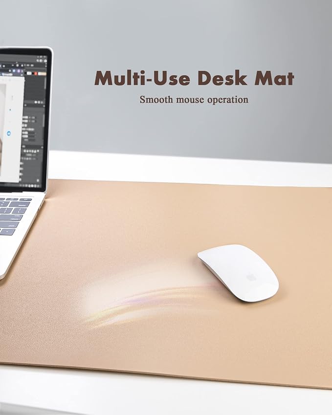YSAGi Double-Sided Desk Mat, Eco Cork & Leather Desk Protector, Large Mouse Pad - Image 5