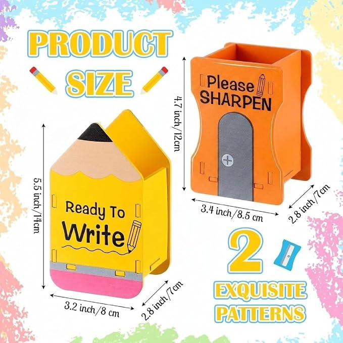 Sherr 2 Pcs Wood Pencil Holder Pencils and Sharpener Shaped Sharp and Dull Pen - Image 2