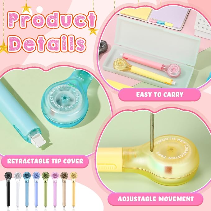 Gersoniel 25 Pack Correction Tape Pen Correctional Ink Tape Push Pull Protective - Image 4