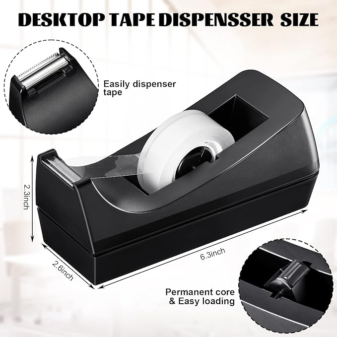6 Pack Desktop Tape Dispenser Tape Roll Non Skid Base Tape Dispensers for Office Home School (Tape Not Included)-DeskLoop Office