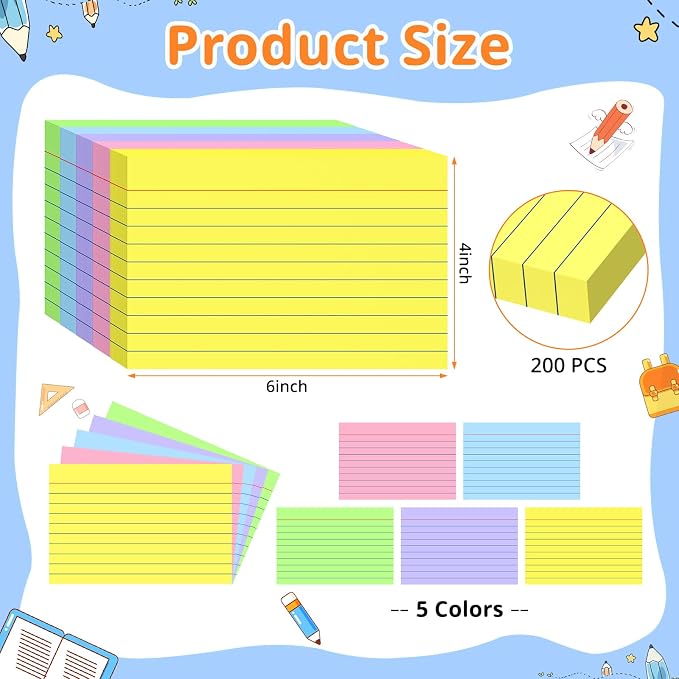 Colored Index Cards 4x6, Flash Cards, Lined Flashcards Notecards, Note Cards - Image 2