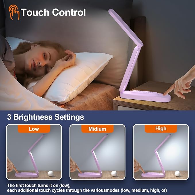 Giryuhd LED Desk Lamp for Office Home & Battery Operated Lamp Rechargeable Lamp - Image 2