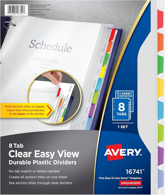Avery Clear Easy View Durable Plastic Dividers by Avery