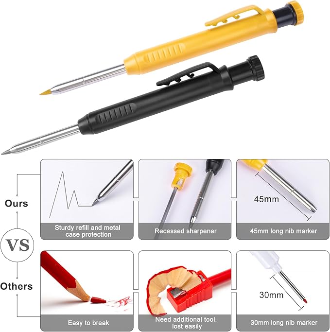 MECHEER 2 Pack Carpenter Pencils Construction Pencil - Image 6