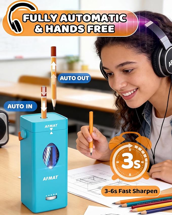 AFMAT Electric Pencil Sharpener, Fully Automatic Pencil Sharpener - Image 2
