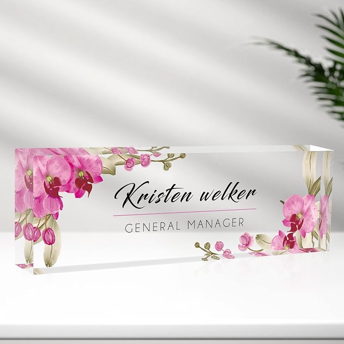 Personalized Name Plate for Desk Custom Acrylic Desk Name Plate Custom Employee by AZUFEMOS