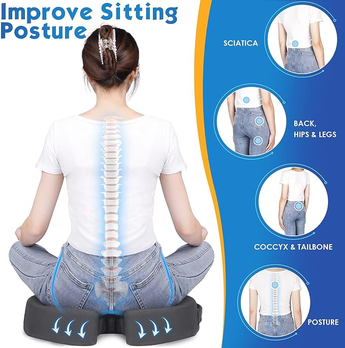 TushGuard Seat Cushion for Office Chair Memory Foam Non-Slip Cushion Back - Image 6
