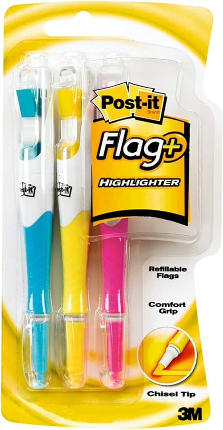 Post-it Flags + Highlighter, 3 Pack, 50 Color Coordinated Flags/Highlighter by Unknown