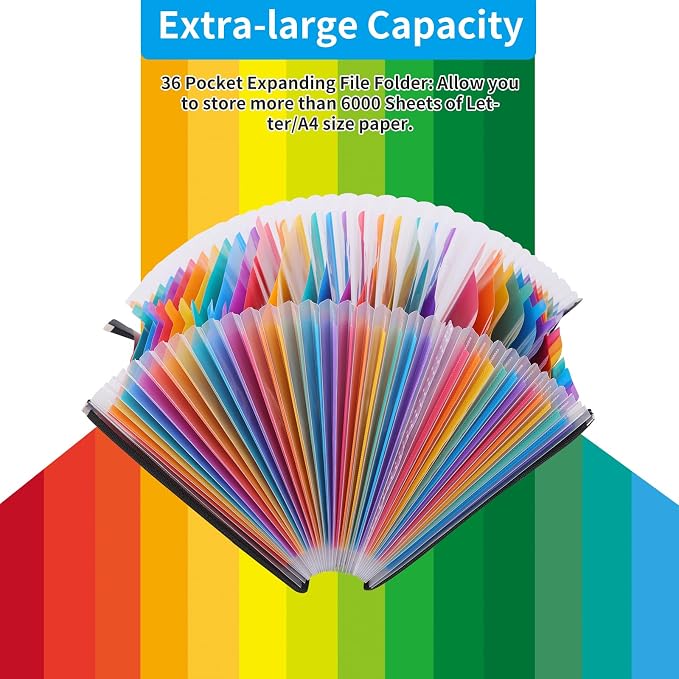 EOOUT Accordion File Organizer 36 Pockets, Letter A4 Size Expanding File Folder - Image 4