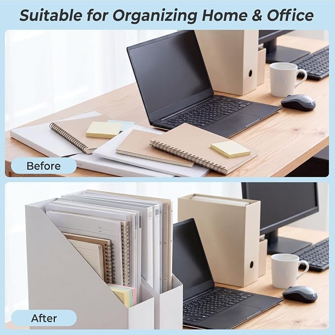 Rempry Magazine File Holders White, Foldable Cardboard Document Organizer Boxes - Image 4
