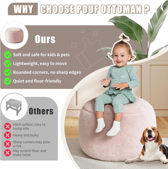 Gericco Round Stuffed Pouf Ottoman - Image 6