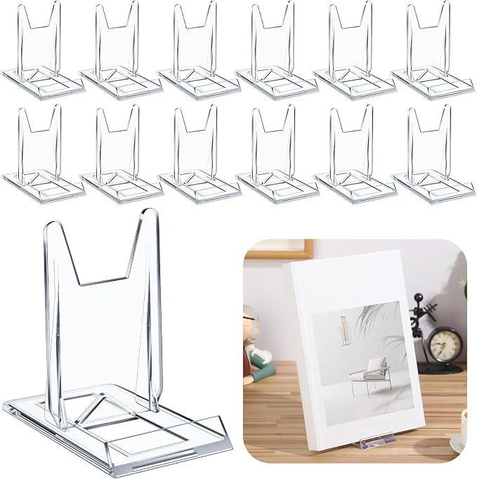 12 Pack Acrylic Book Stand for Display Adjustable Clear Display Holder Easel by Memorywuu