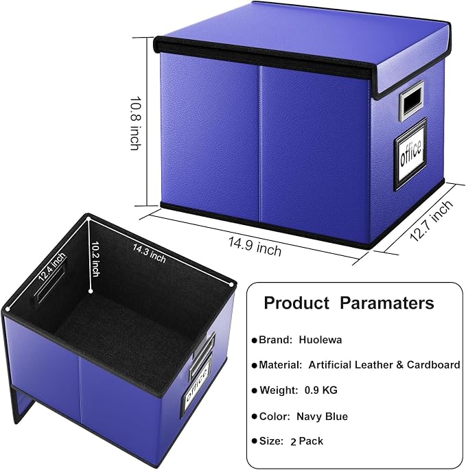 Portable Leather File Organizer Boxes - Image 6