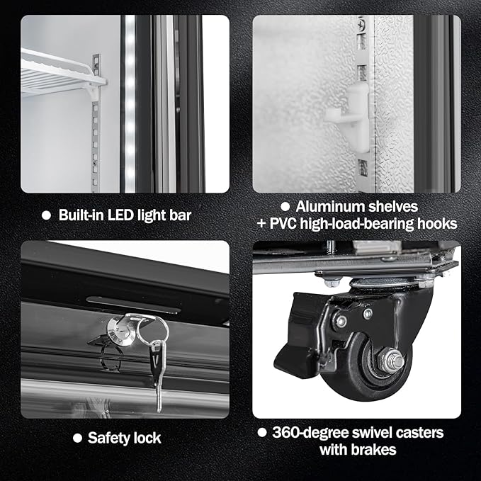 Commercial Merchandiser Display Refrigerator with 2 Glass Doors 30 Cu.ft Beverage Back Bar Cooler Black Drink Fridge for Convenience Stores, Supermarkets,Bars,Offices-DeskLoop Office