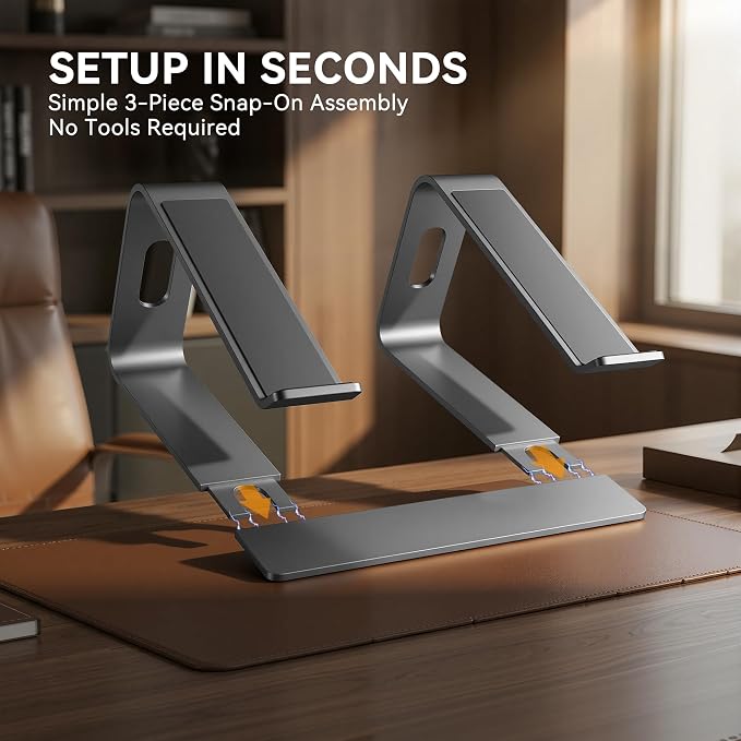 SOUNDANCE Laptop Stand, Aluminum Computer Riser, Ergonomic Laptops Elevator - Image 6