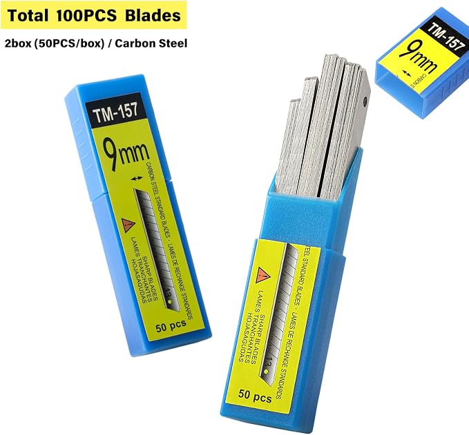 Gomake 100PCS 9mm Box Cutter Knife Replacement Blades 60 Degree Carbon Steel - Image 4