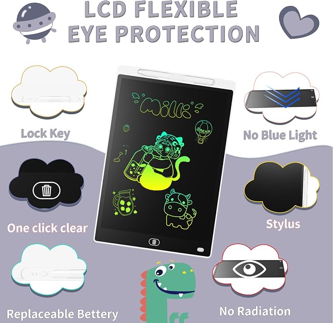 Genialba LCD Writing Board 8.5 Inches, Colourful Electronic Tablet, Portable - Image 2