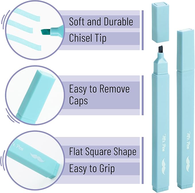 Mr. Pen- Aesthetic Highlighters No Bleed, 8 Pack, Candy Colors | Chisel Tip - Image 3