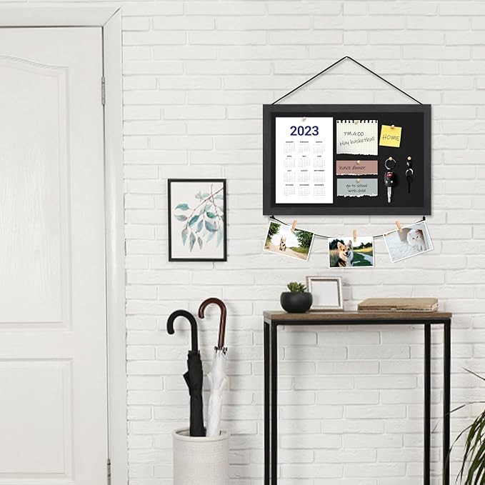 Miratino 2pcs Pin Board Bulletin Board, 16 "x11 Black Linen Cork Boards for Walls with Black Frame,Vision Board for Home Kitchen School Office Decor-DeskLoop Office