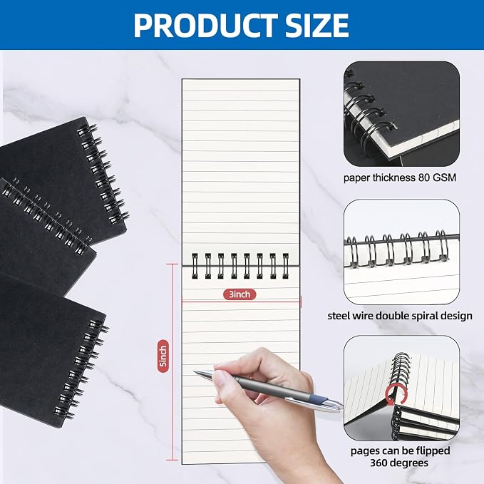 24 Pack 3x5" Spiral Pocket Notebook, College Ruled Small Notepad - Image 5