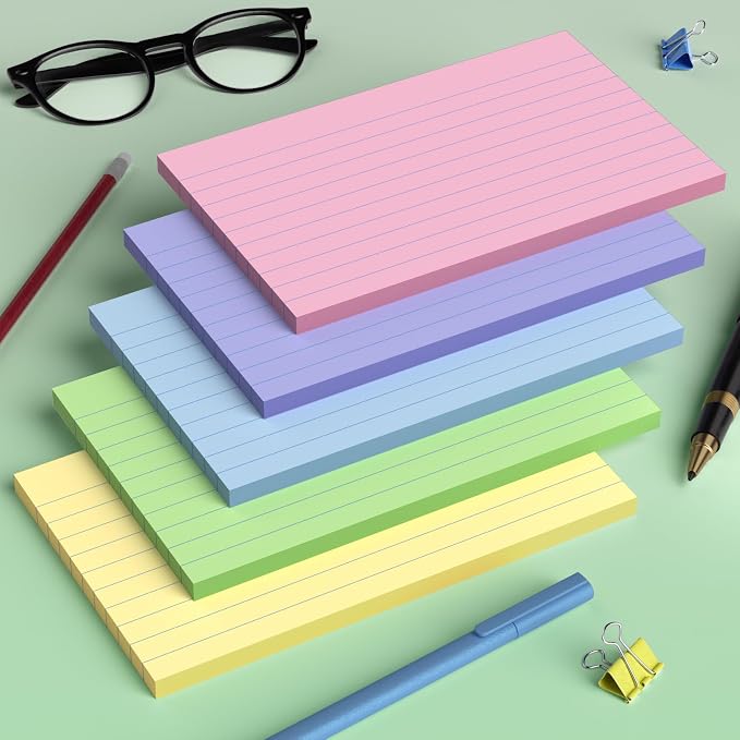 Index Cards 5x8, 100 Sheets, Ruled Color Flash Cards - Image 3
