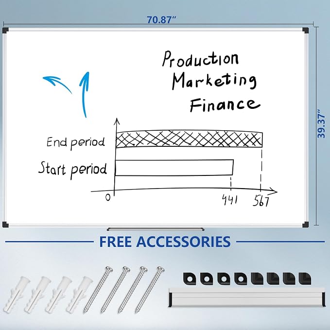 XBoard Magnetic Dry Erase Board 72" x 40" Wall Mounted, Large Whiteboard - Image 3