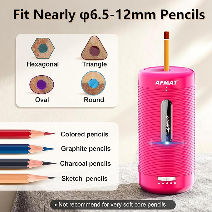 AFMAT Electric Pencil Sharpener, Fully Automatic Pencil Sharpener, Auto in & Out - Image 6