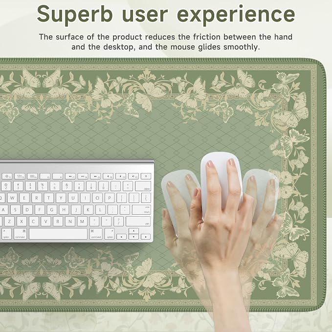 iCasso Floral Desk Mat for Keyboard and Mouse, Cute Gaming Mouse Pad XXL - Image 4