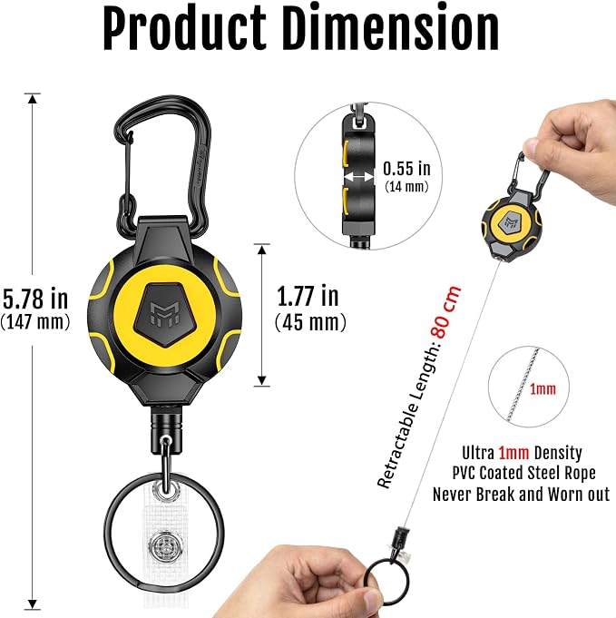 MNGARISTA 2-Pack Upgraded Retractable Keychain, 10 OZ Retraction, 31.5" - Image 4