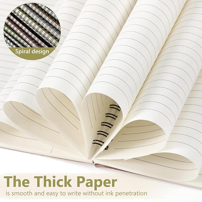Fuutreo 12 Pcs Spiral Notebook for Work A5 8.3 x 5.7 Inch College Ruled Spiral Journal Notebook Kraft Cover Ruled Paper, 12 Color, 60 Sheets, 120 Pages for Office School (Jewel Color)-DeskLoop Office