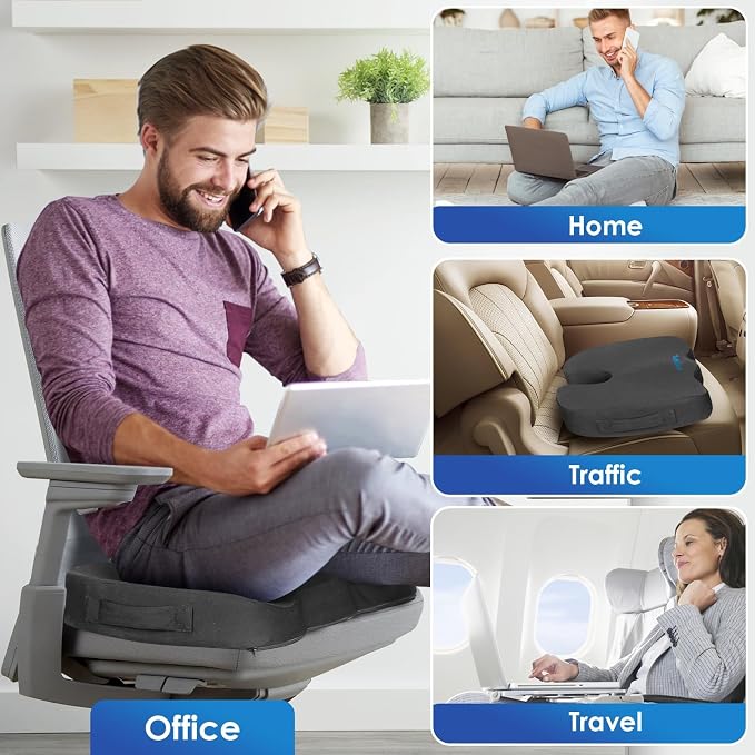 TushGuard Seat Cushion for Office Chair Memory Foam Non-Slip Cushion Back - Image 7