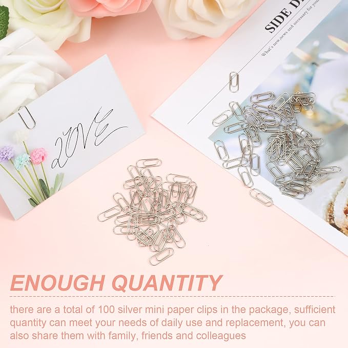 100 Pieces Metal Mini Paper Clips 0.59inches Finish Steel Tiny Journaling - Image 4