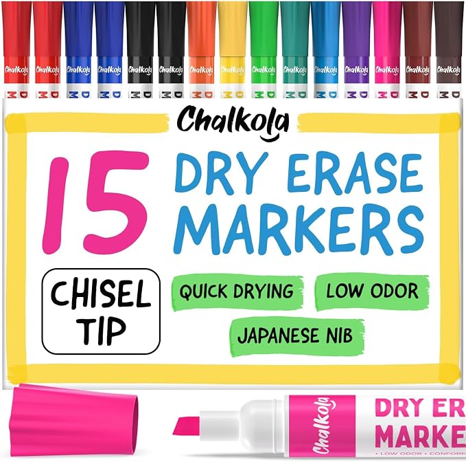 Chalkola Dry Erase Markers Chisel Tip | Dry Erase Pens by Chalkola