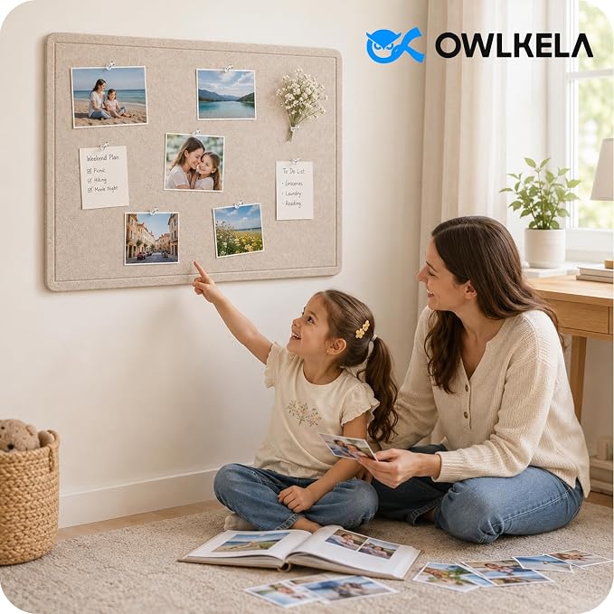 OWLKELA 36 x 24 inch Felt Bulletin Board, Self-Adhesive Pin Board - Image 6