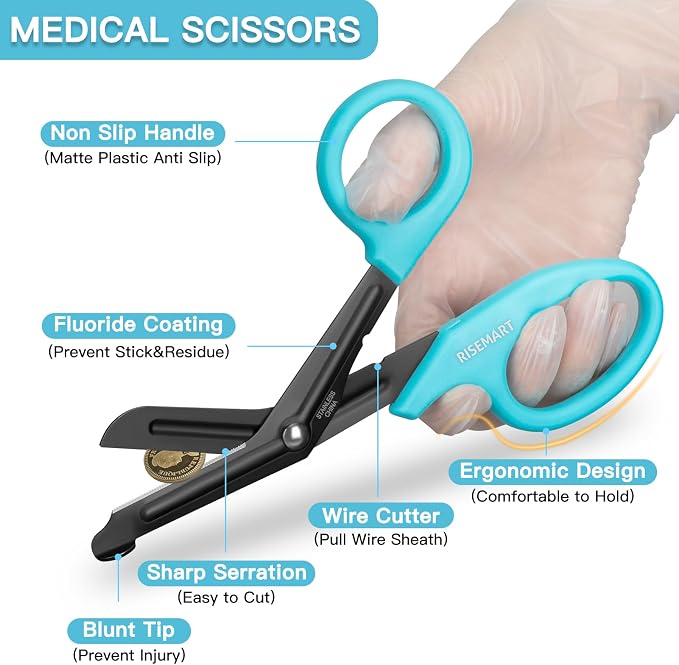 Trauma Shears - RISEMART Medical Scissors Bandage Scissors - Image 2
