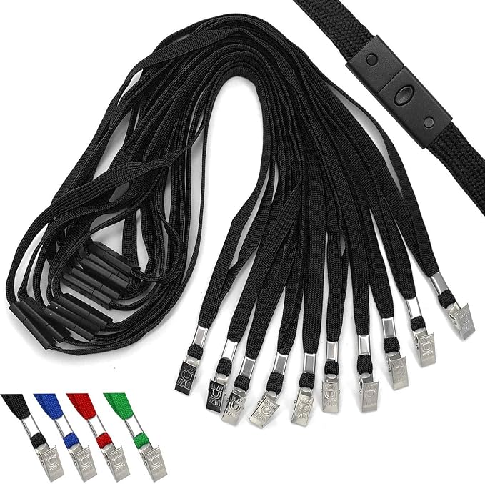 Beebel Black Lanyards 50Pack Breakaway Lanyard Comfortable Neck Straps Premium by Beebel