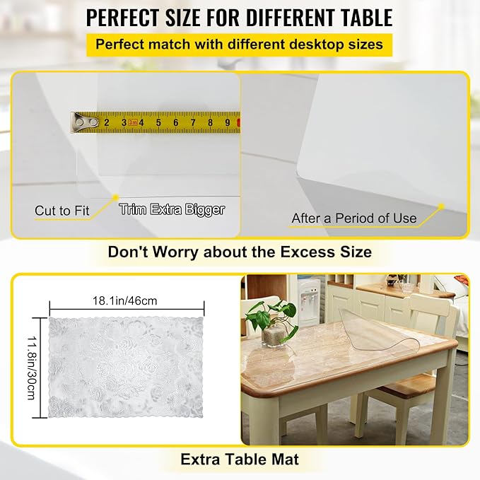 VEVOR Clear Desk Cover Protector, 42 x 78 inch, 1.5 mm Thick Rectangle - Image 6