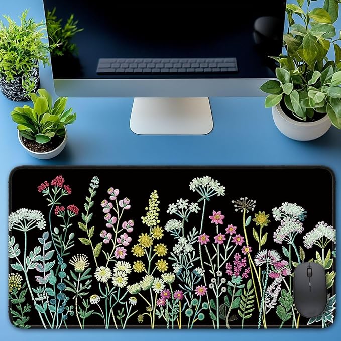 Keyboard Mat, Large Mouse Pad, Watercolor Flower - Image 6