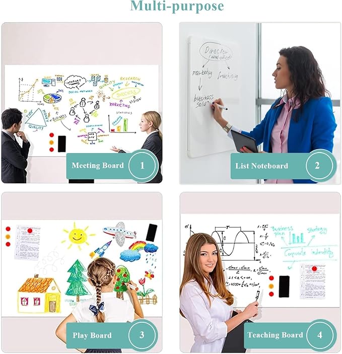 Large Self-Adhesive Whiteboard Sticker: 48" x 36" Magnet Receptive Dry Erase - Image 4