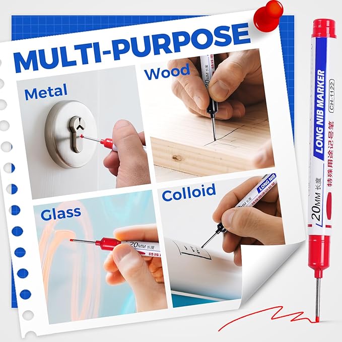 10 PCS Long Head Deep Hole Marker Pens, 20 MM Long Nib Marker - Image 6