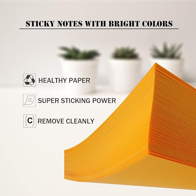 Sticky Notes Bulk, Ezzgol 60 Pads Sticky Notes, 3 X 3 Inch, 100 Sheets/Pad, Assorted Bright Colors Sticky Notes Pack,Great Sticking Power-DeskLoop Office