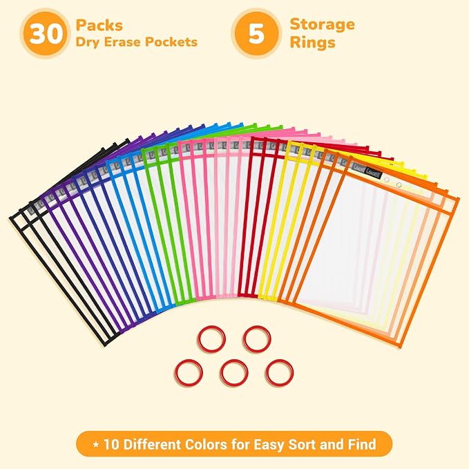 Gamenote 30 Pack Dry Erase Pockets - Image 8