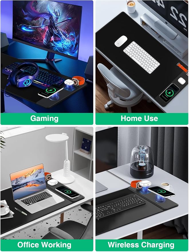 Mouse Pad with Magnetic Wireless Charging, Large Desk Mat, Non-Slip Mouse Mat - Image 9