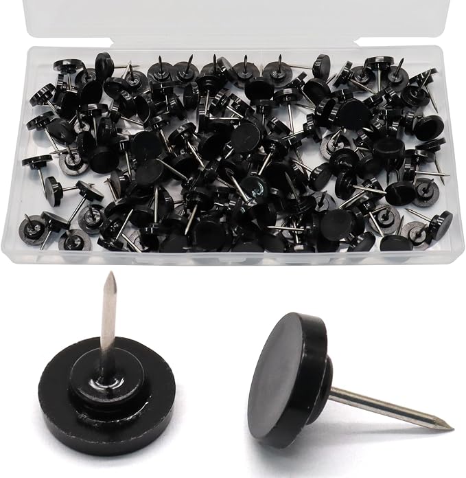 Biaungdo 150 Pcs Black Flat Push Pins, Plastic Round Head Thumb Tacks by Biaungdo